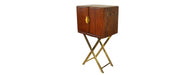 Handcrafted Leather & Brass Bar with Stand - Cognac-Cheshire Furniture Outlet
