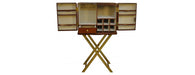 Handcrafted Leather & Brass Bar with Stand - Cognac-Cheshire Furniture Outlet