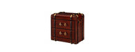 Handcrafted Leather 2 Drawer Side Table Trunk - Cognac-Cheshire Furniture Outlet