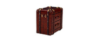 Handcrafted Leather 2 Drawer Side Table Trunk - Cognac-Cheshire Furniture Outlet