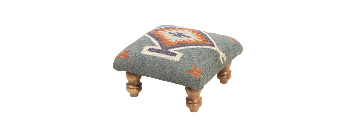 Square Footstool - Blue-Cheshire Furniture Outlet