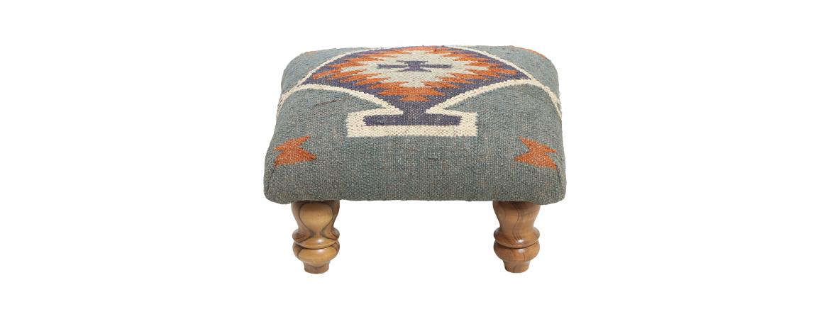 Square Footstool - Blue-Cheshire Furniture Outlet