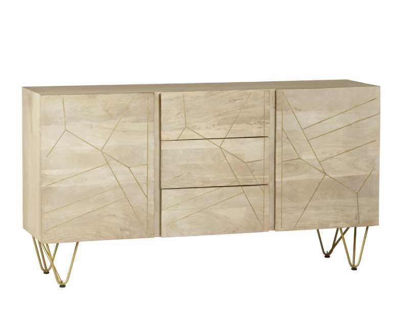 Light Gold Extra Large Sideboard 3 Drawers and 2 Doors