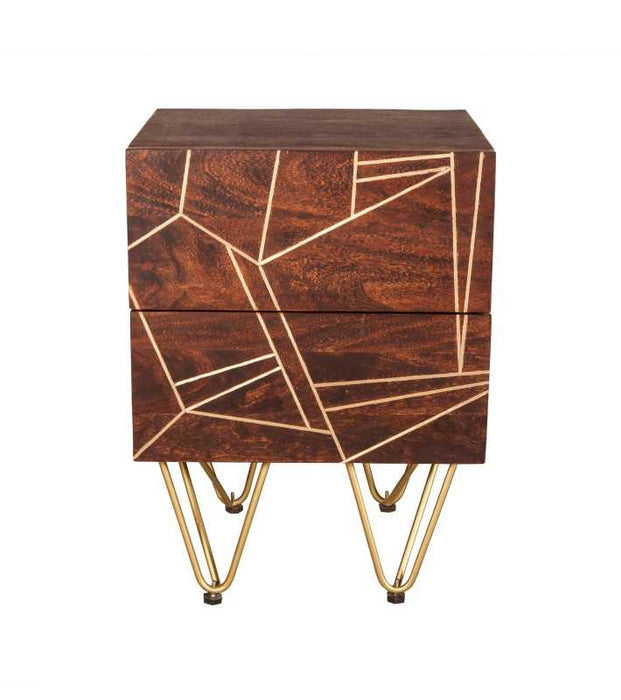 Dark Gold 2 Drawer Side Table