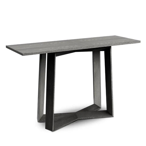 Large Console Table Clear Glass Top & Natural Black Oak Frame-Cheshire Furniture Outlet