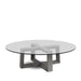 Large Round Coffee Table Glass Top & Natural Oak Frame-Cheshire Furniture Outlet