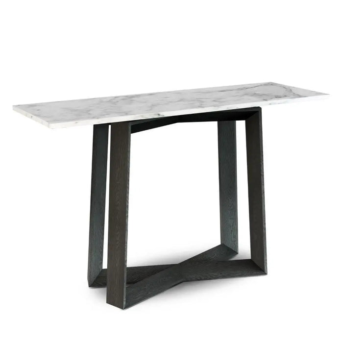 Large Console Table Clear Glass Top & Natural Black Oak Frame-Cheshire Furniture Outlet