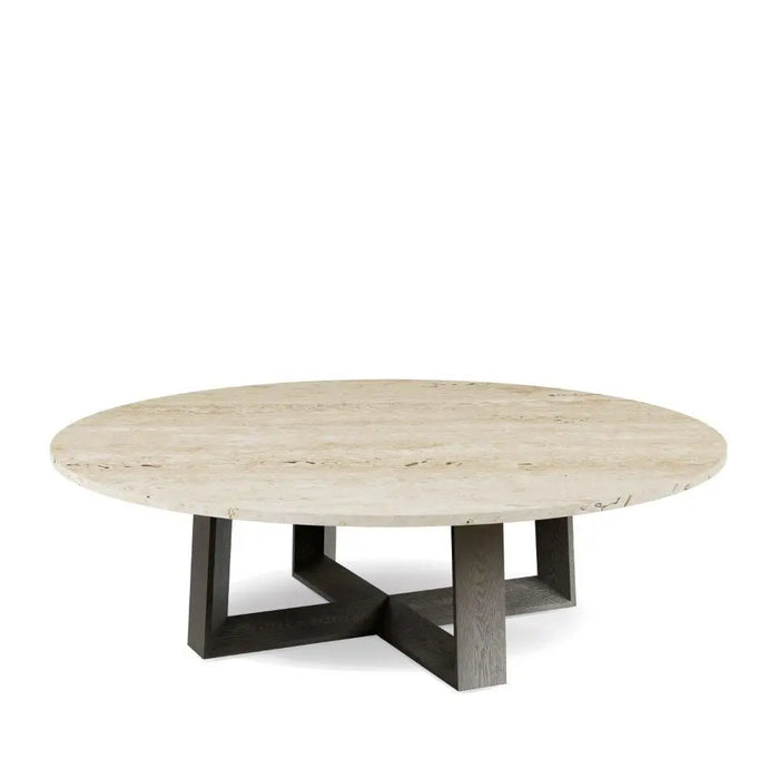 Large Round Coffee Table Glass Top & Natural Oak Frame-Cheshire Furniture Outlet