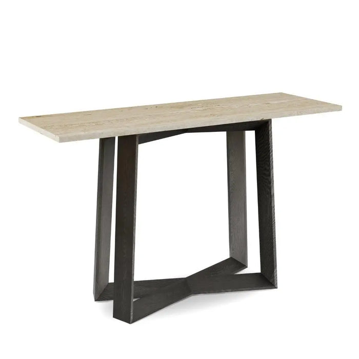 Large Console Table Clear Glass Top & Natural Black Oak Frame-Cheshire Furniture Outlet