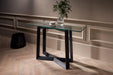 Large Console Table Clear Glass Top & Natural Black Oak Frame-Cheshire Furniture Outlet