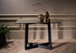 Large Console Table Clear Glass Top & Natural Black Oak Frame-Cheshire Furniture Outlet