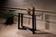 Large Console Table Clear Glass Top & Natural Black Oak Frame-Cheshire Furniture Outlet