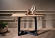 Large Console Table Clear Glass Top & Natural Black Oak Frame-Cheshire Furniture Outlet