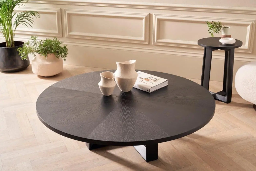 Large Round Coffee Table Glass Top & Natural Oak Frame-Cheshire Furniture Outlet