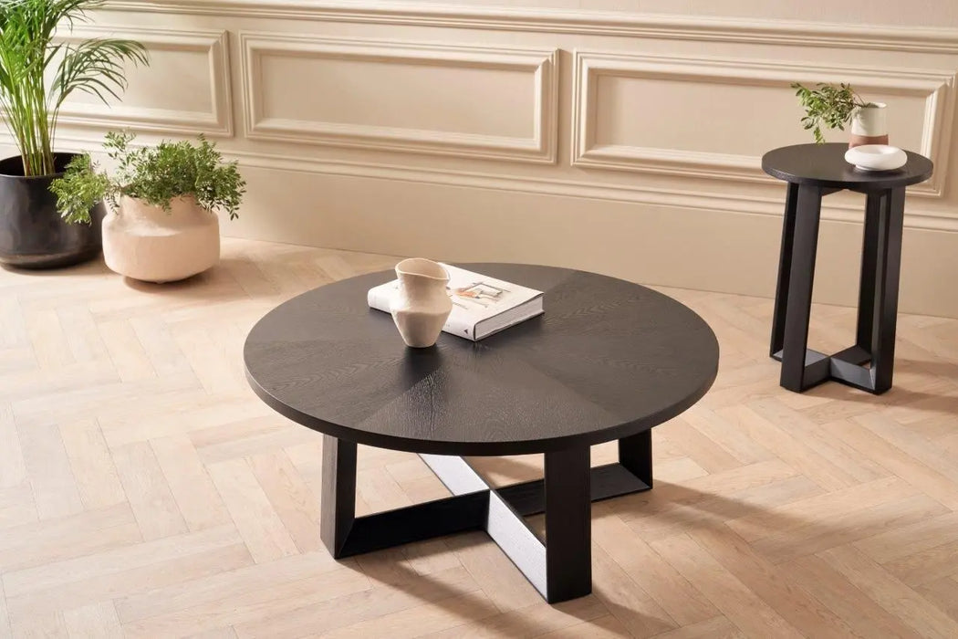 Small Round Coffee Table Glass Top & Natural Oak Frame-Cheshire Furniture Outlet