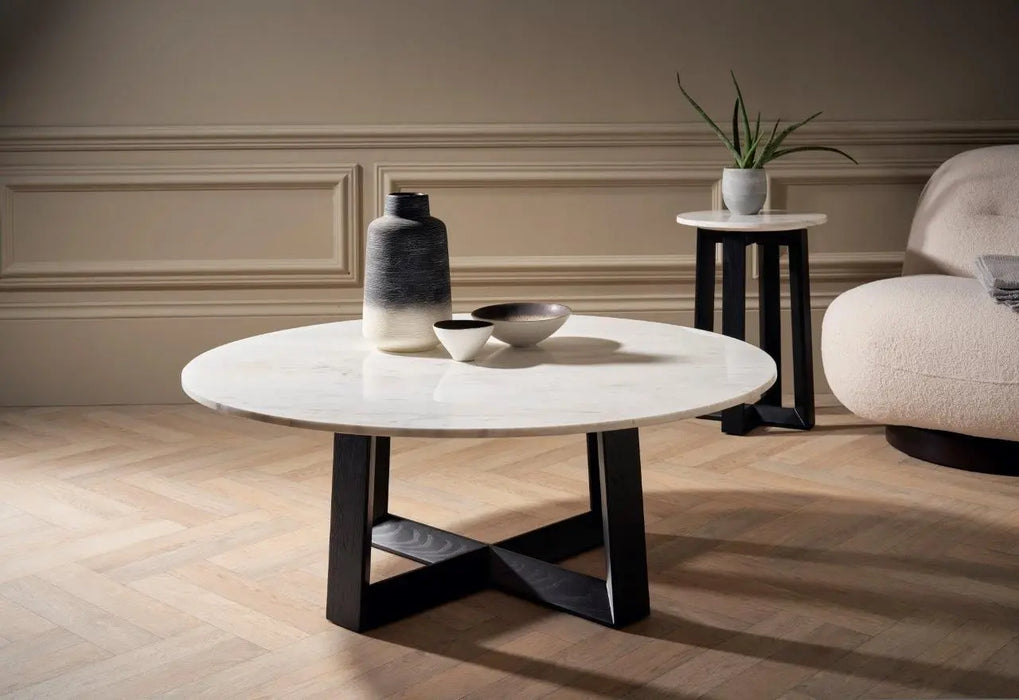 Large Round Coffee Table Glass Top & Natural Oak Frame-Cheshire Furniture Outlet