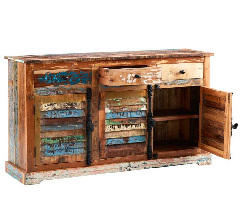 Indian Hub Coastal reclaimed wood large sideboard with 3 doors and 3 drawers