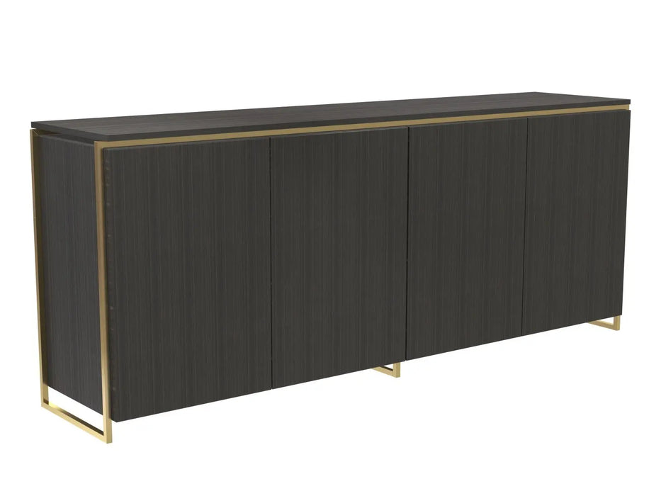 Four Door Sideboard Black Stained Oak Veneer & Polished Frame-Cheshire Furniture Outlet