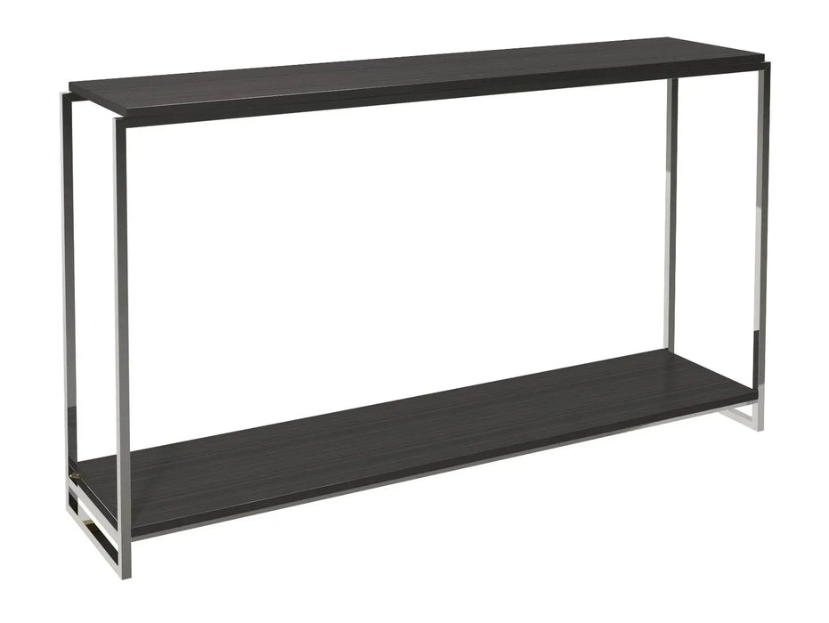 Clear Glass & Polished Frame Narrow Console Table-Cheshire Furniture Outlet