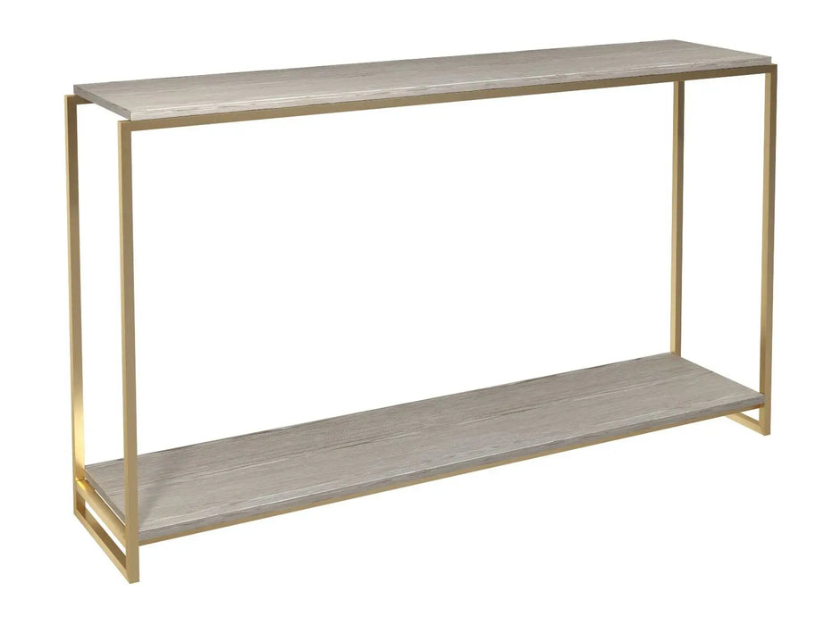 Clear Glass & Polished Frame Narrow Console Table-Cheshire Furniture Outlet