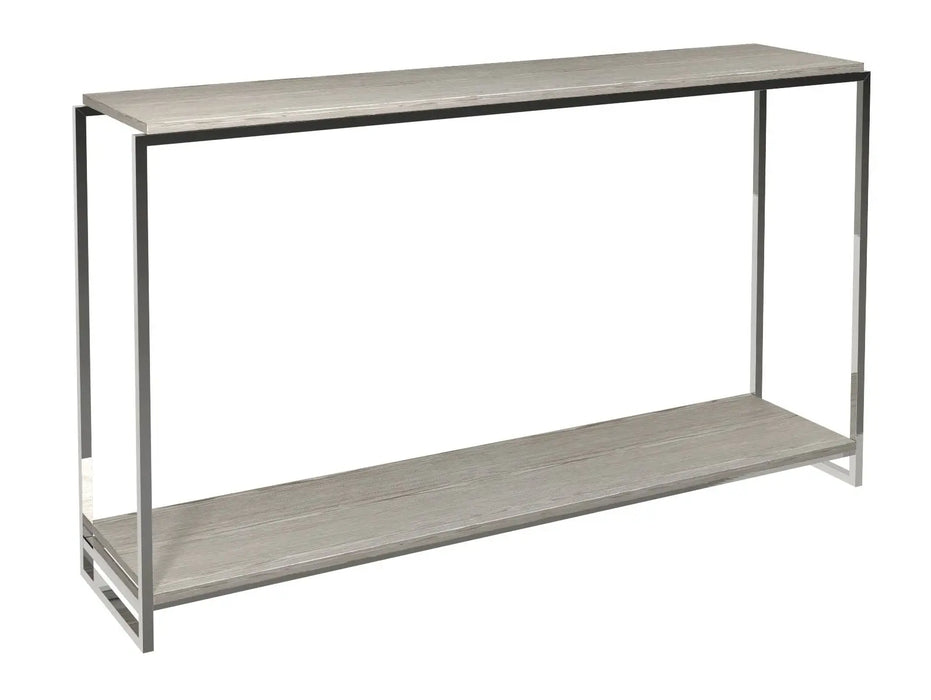 Clear Glass & Polished Frame Narrow Console Table-Cheshire Furniture Outlet