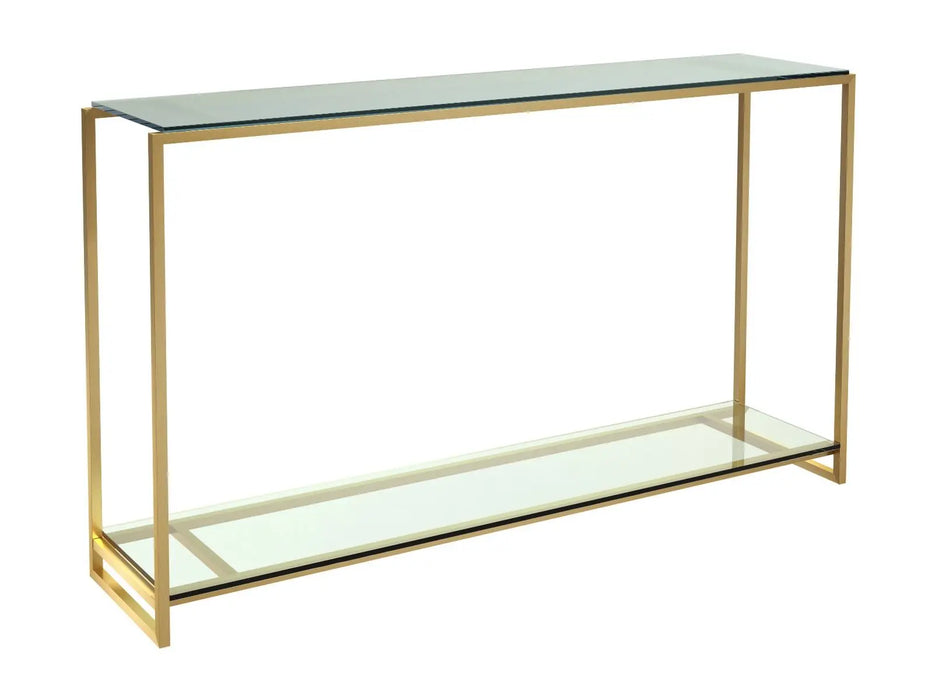 Clear Glass & Polished Frame Narrow Console Table-Cheshire Furniture Outlet