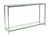 Clear Glass & Polished Frame Narrow Console Table-Cheshire Furniture Outlet