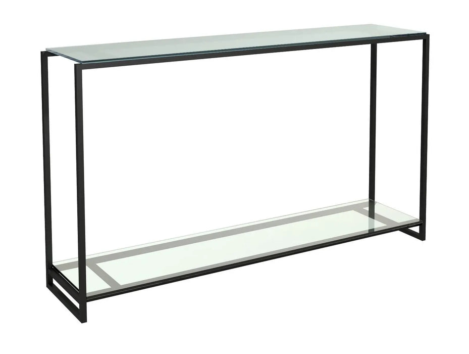 Clear Glass & Polished Frame Narrow Console Table-Cheshire Furniture Outlet