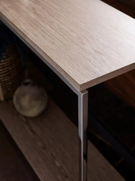 Clear Glass & Polished Frame Narrow Console Table-Cheshire Furniture Outlet