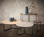 White Marble Top & Polished Chrome Frame Demi Lune Console Table-Cheshire Furniture Outlet