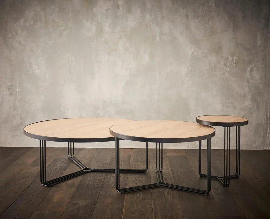 Finn Large Circular Coffee Table with Marble Top & Polished Frame-Cheshire Furniture Outlet