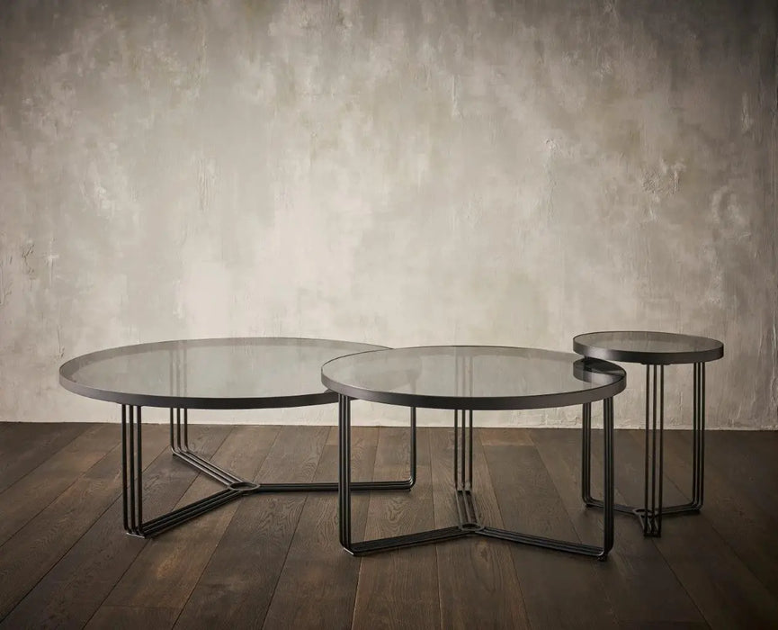 Finn Large Circular Coffee Table with Marble Top & Polished Frame-Cheshire Furniture Outlet