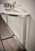 White Marble Top & Polished Chrome Frame Demi Lune Console Table-Cheshire Furniture Outlet