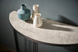 White Marble Top & Polished Chrome Frame Demi Lune Console Table-Cheshire Furniture Outlet