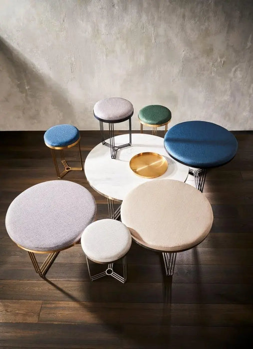 Finn Large Circular Coffee Table with Marble Top & Polished Frame-Cheshire Furniture Outlet