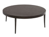 Circular Coffee Table Charcoal Stained Oak Veneer & Gun Metal Legs-Cheshire Furniture Outlet