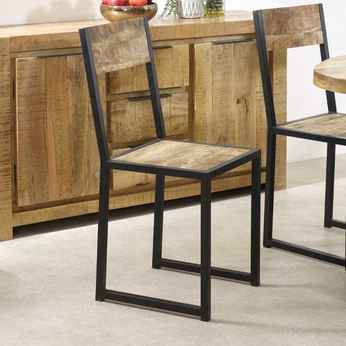 Cosmo Industrial Metal & Wood Dining Chair (Sold in Pairs)