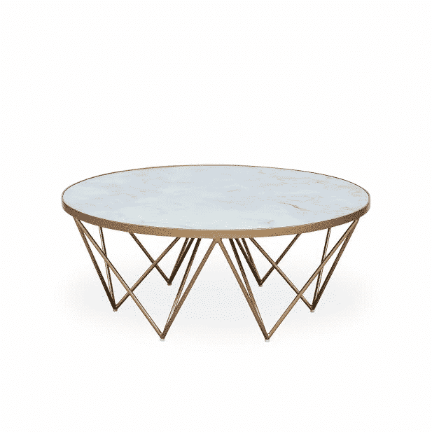 Crofton Round Coffee Table | White Marble Glass-Cheshire Furniture Outlet