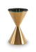Iona Hourglass Side Table Brass Inverted Cone Base & Clear Glass Top-Cheshire Furniture Outlet