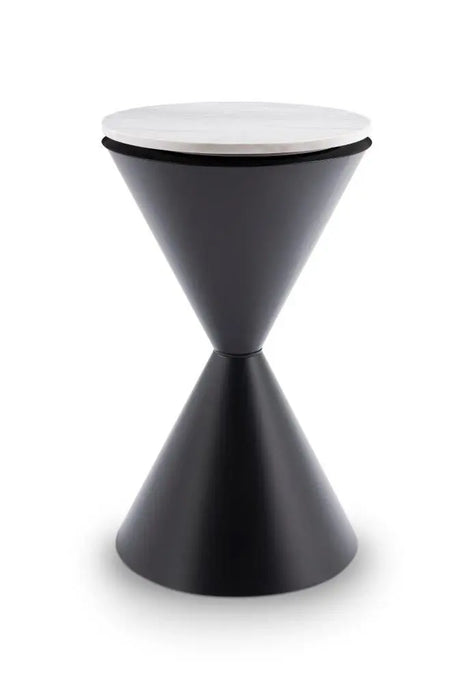 Iona Hourglass Side Table Brass Inverted Cone Base & Clear Glass Top-Cheshire Furniture Outlet