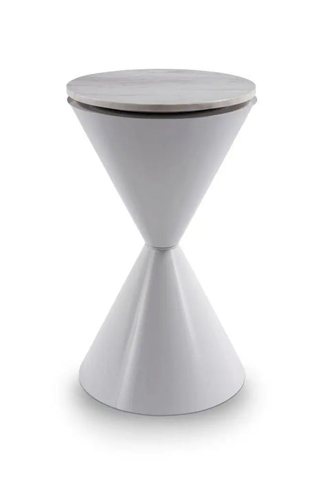 Iona Hourglass Side Table Brass Inverted Cone Base & Clear Glass Top-Cheshire Furniture Outlet