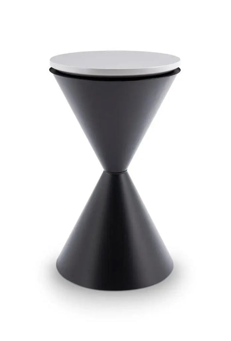 Iona Hourglass Side Table Brass Inverted Cone Base & Clear Glass Top-Cheshire Furniture Outlet