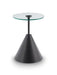 Iona Round Side Table Brass Cone Base With Pedestal & Clear Glass Top-Cheshire Furniture Outlet