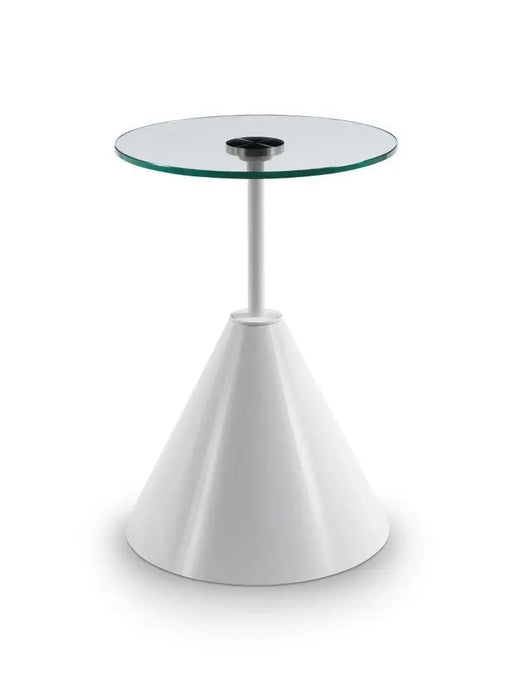 Iona Round Side Table Brass Cone Base With Pedestal & Clear Glass Top-Cheshire Furniture Outlet
