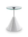 Iona Round Side Table Brass Cone Base With Pedestal & Clear Glass Top-Cheshire Furniture Outlet