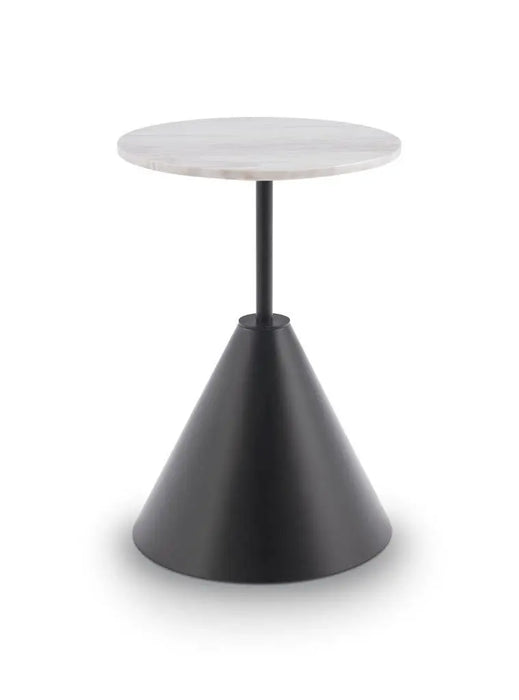 Iona Round Side Table Brass Cone Base With Pedestal & Clear Glass Top-Cheshire Furniture Outlet