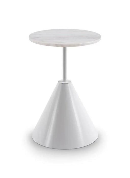Iona Round Side Table Brass Cone Base With Pedestal & Clear Glass Top-Cheshire Furniture Outlet