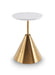 Iona Round Side Table Brass Cone Base With Pedestal & Clear Glass Top-Cheshire Furniture Outlet