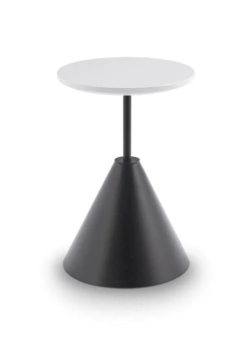 Iona Round Side Table Brass Cone Base With Pedestal & Clear Glass Top-Cheshire Furniture Outlet