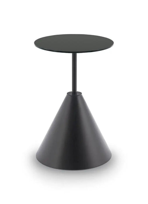 Iona Round Side Table Brass Cone Base With Pedestal & Clear Glass Top-Cheshire Furniture Outlet